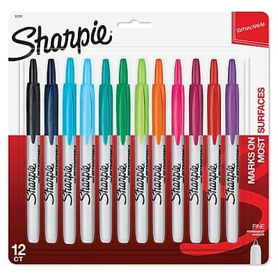 Sharpie - Retractable Permanent Markers, Fine Tip, Assorted, 12/Pack (32707) price history on PriceWatchPro