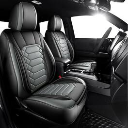 Empire DigiLabs - Tacoma Seat Covers Custom Fit For Toyota Double Crew Cab Faux Leather Pickup Truck - Ottoman Covers 22"Wx22"Dx18"H