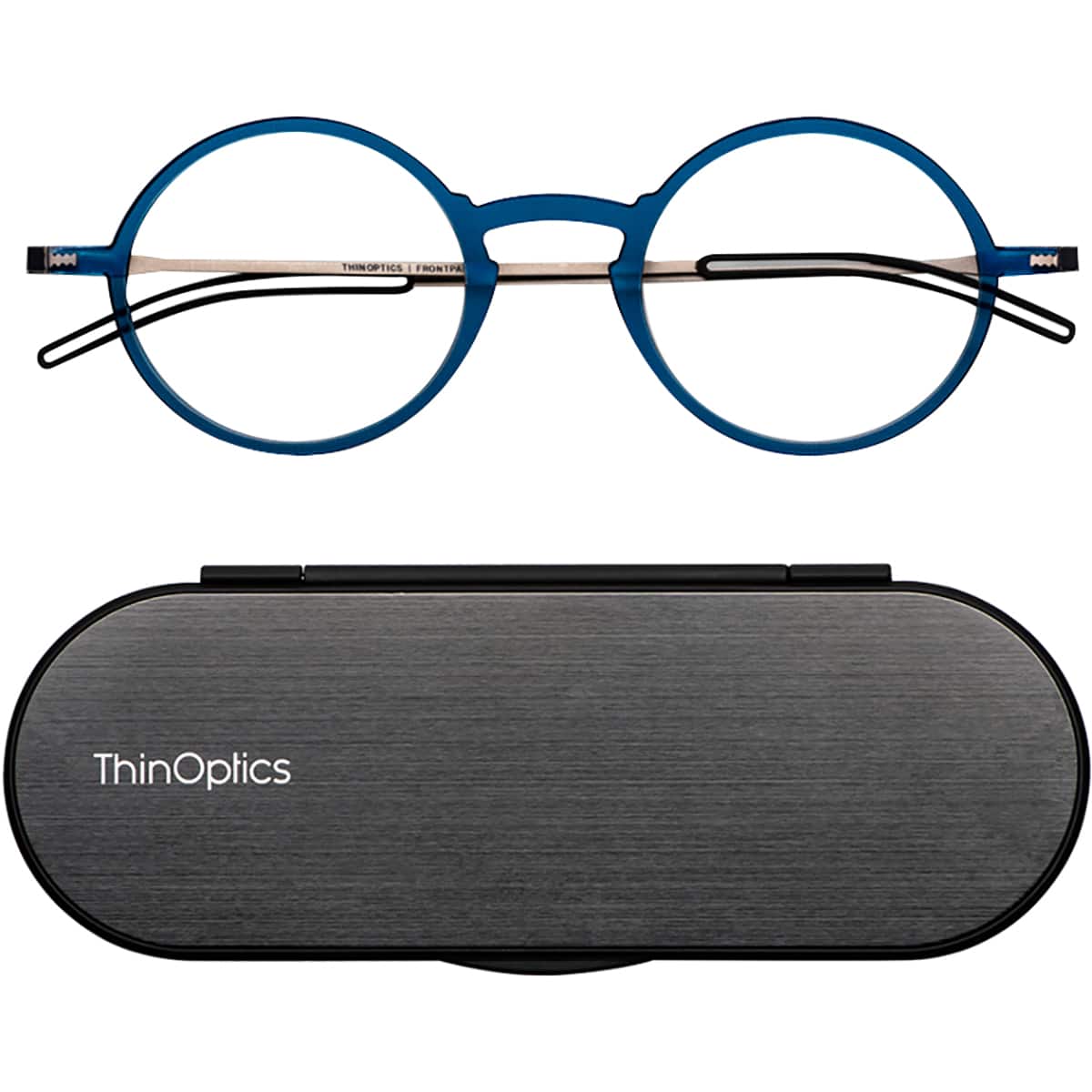 ThinOptics - Manhattan 2.0 Strength Reading Glasses with Milano Case - Blue