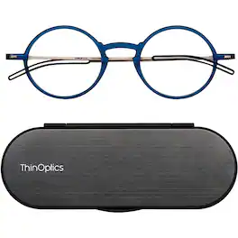 ThinOptics - Manhattan 2.0 Strength Reading Glasses with Milano Case - Blue