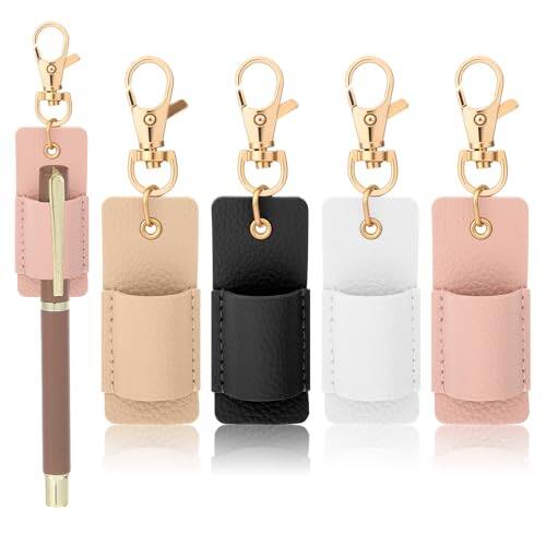 Front. Vulpecula Spade - 4 Pcs Pen Holder for Lanyard Portable Anti-Lost Single Pen Lanyard Badge, Pocket PU Leather Pens Keychain Holder for.