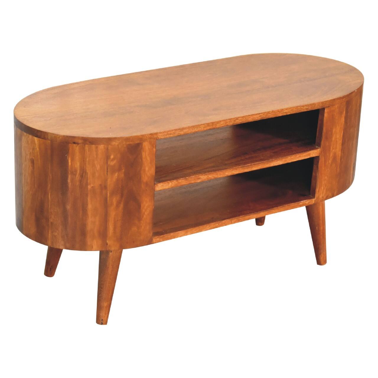 Alt View 2. Artisan Furniture - Artisan Furniture Solid Wood Cortez Chestnut Media Unit, 2 Open Shelves, Dark Brown - Brown.
