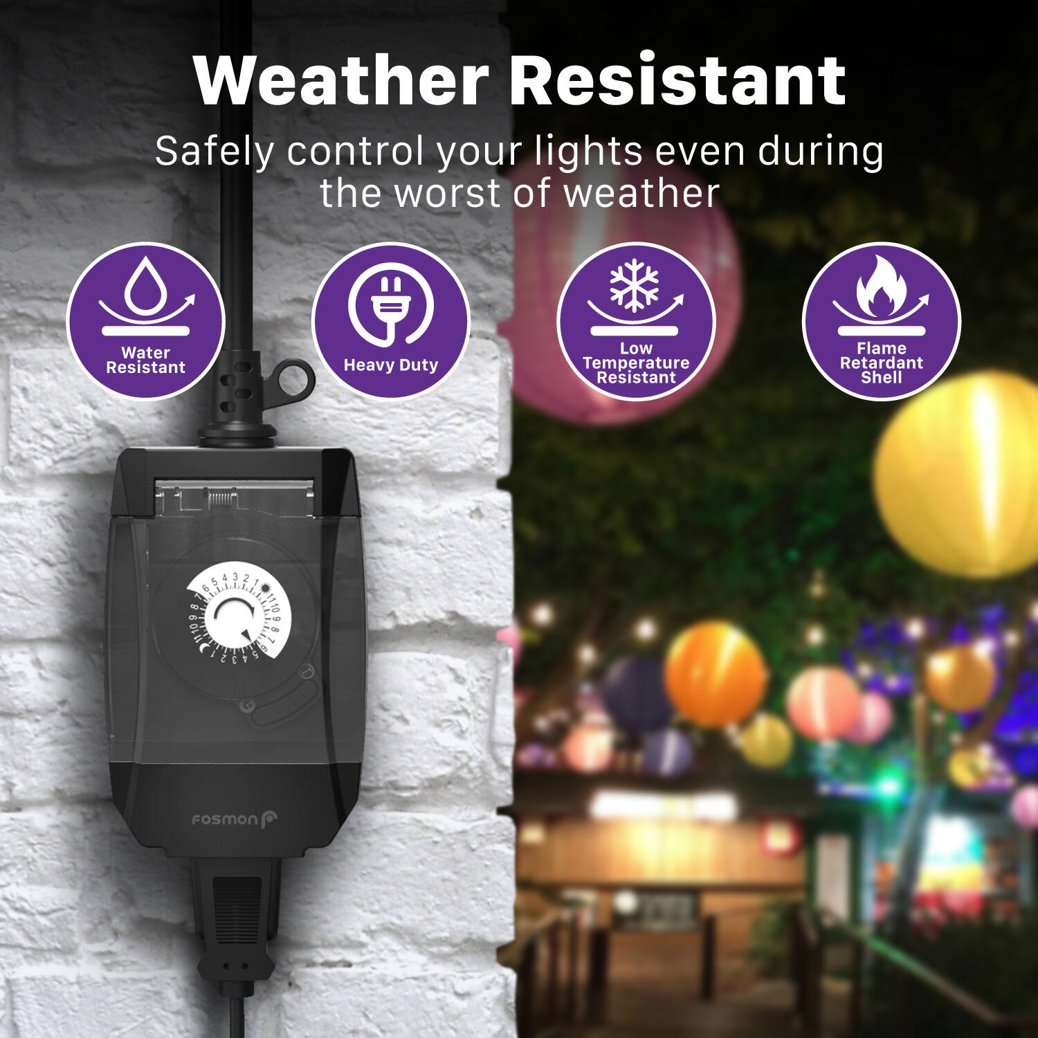 Weather Resistant, Safely control your lights even during the worst of weather, Water Resistant, Heavy Duty, Low Temperature Resistant, Flame Retardant Shell, E - 1109 - 1 2 1 1110 L - 5 Fosmon