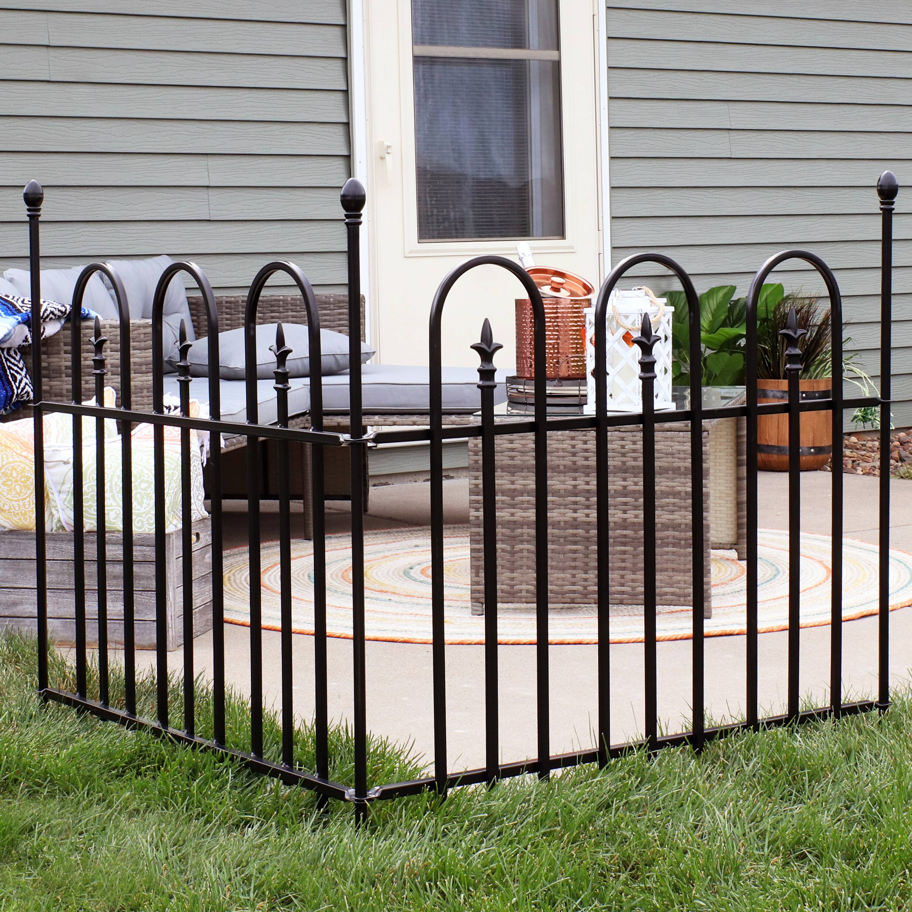 Alt View 3. Sunnydaze - 2-Piece Strasbourg Steel Garden Border Fencing - 6 ft - Black.