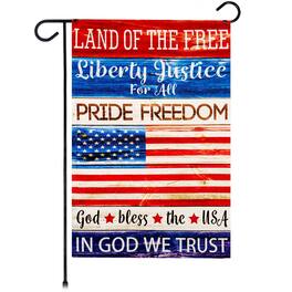 G128 - Land of the Free Liberty Garden Flag 12 x 18 in Double-Sided Independence Day Yard Decoration - Red, White, Blue