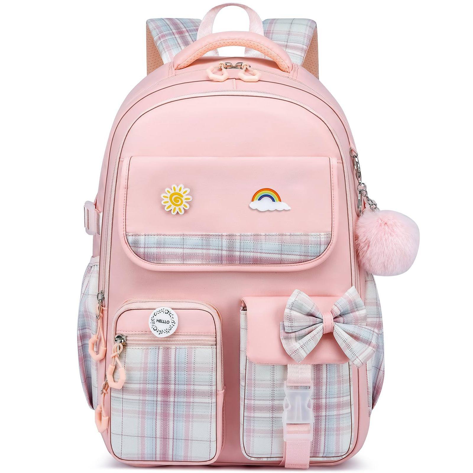 Alt View 4. Pacoar Cade - Backpack With Lunch Box Pencil Case Set  For Elementary Middle - Black Pink-15.6 inch.