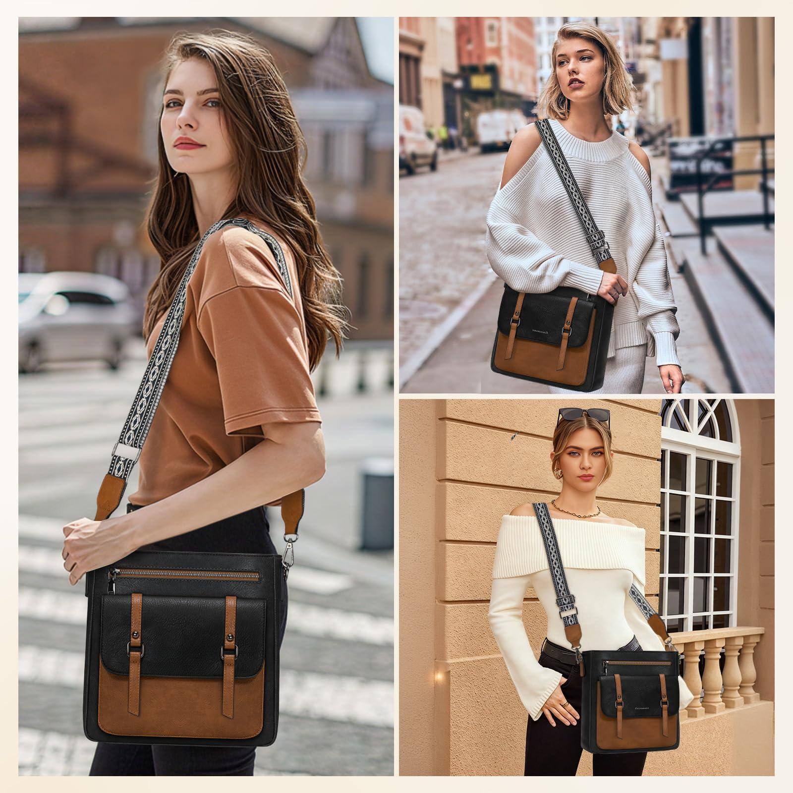 Alt View 3. Fabibe - Crossbody Bag For Women  Waterproof Leather Purses Lightweight Handbags Shoulder Travel Purse - Brown.