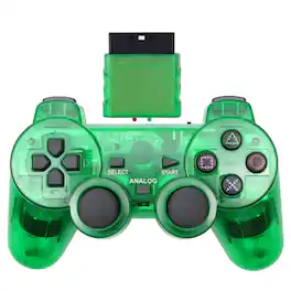 PRIMEPLUS - Wireless Gamepad for Sony PS2 Game Controller/ Playstation 2 Joystick/ PC Joypad USB Game Controle with Dual Vibration - Green