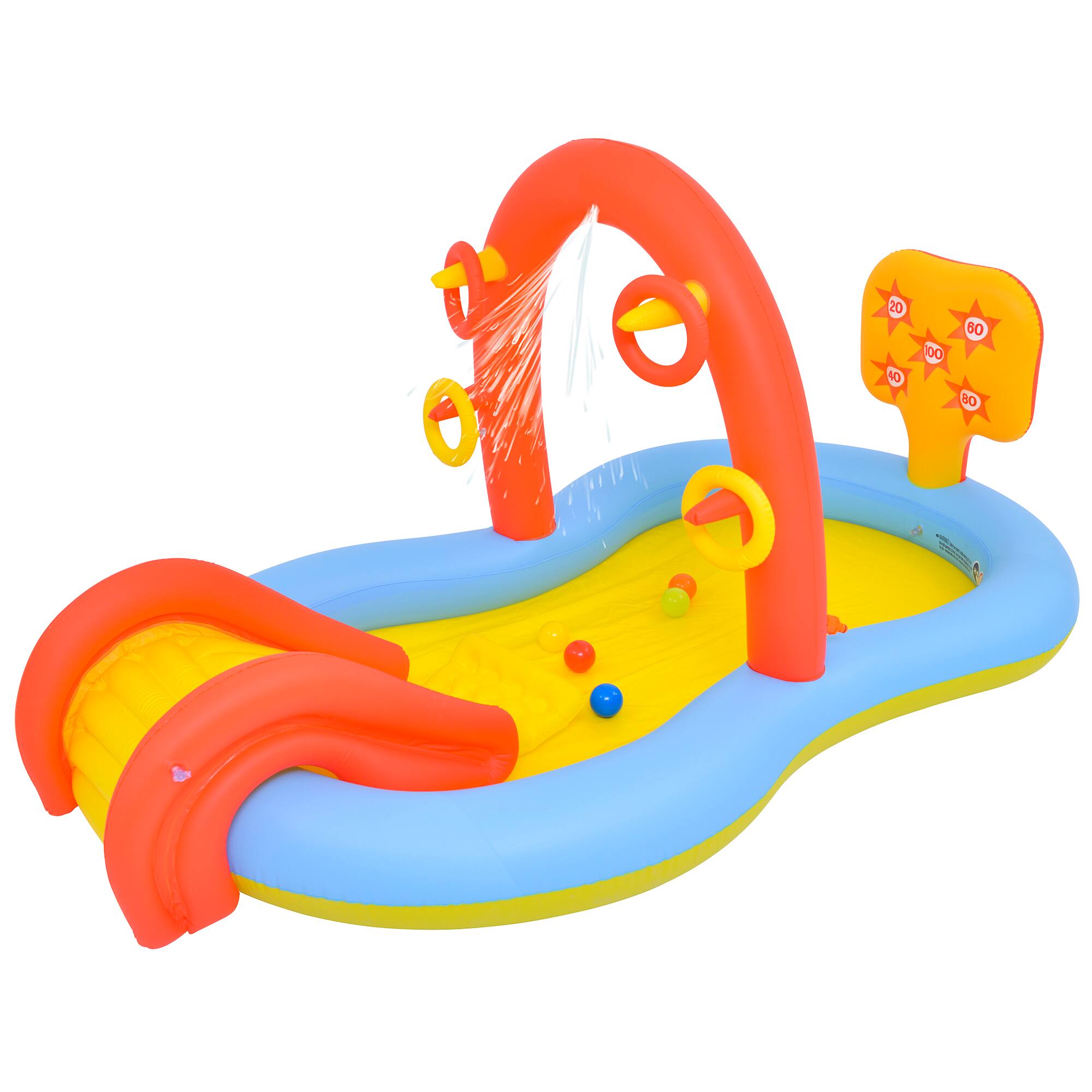Front. Pool Central - 7.25' Inflatable Children's Interactive Water Play Center - Red.
