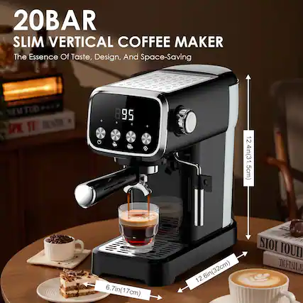 20BAR SLIM VERTICAL COFFEE MAKER
The Essence Of Taste, Design, And Space-Saving
- 12.4in (31.5cm)
- 6.7in (17cm)
- 12.6in (32cm)
- 6.7in (17cm)
- 12.4in (31.5cm)