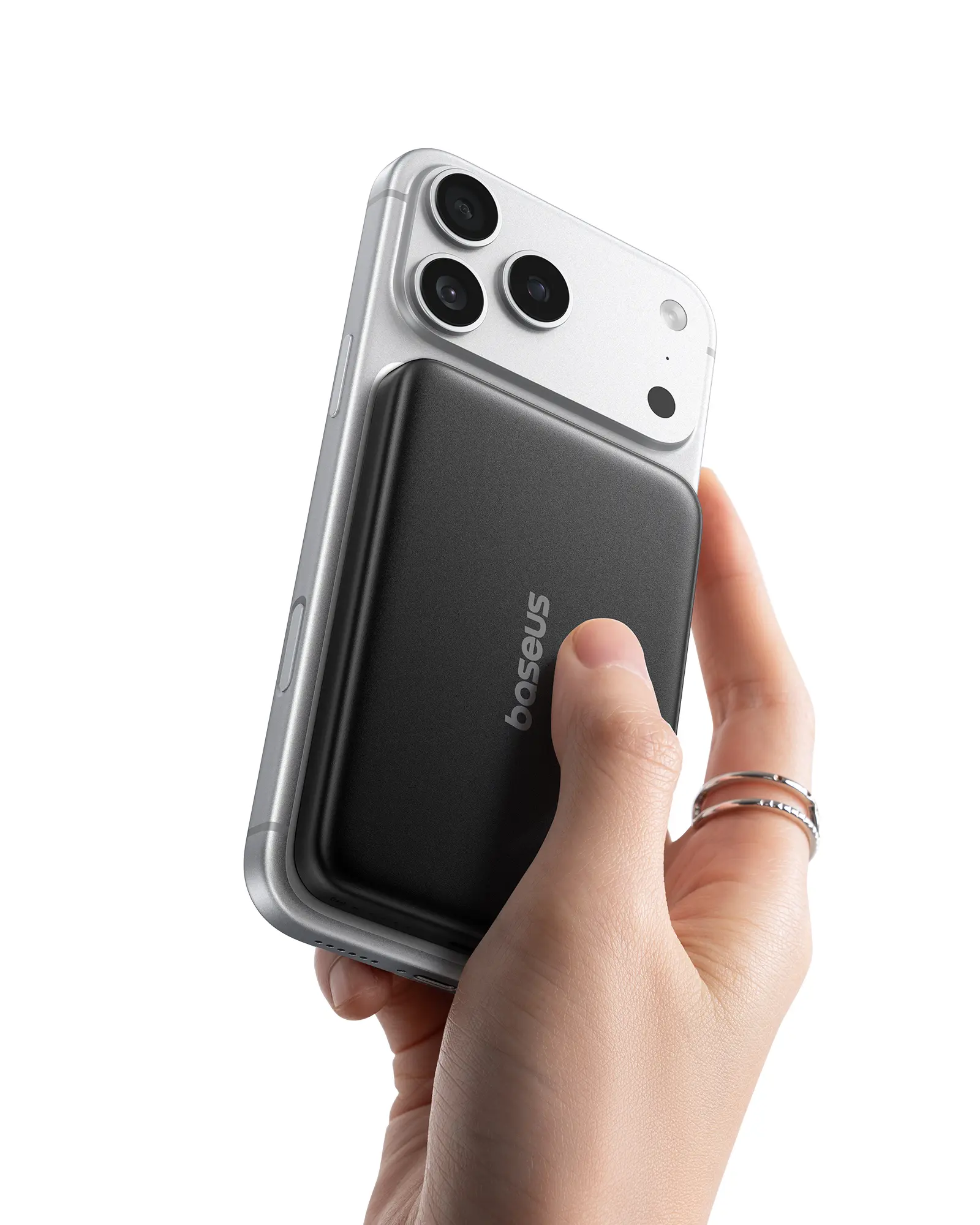 Alt View 1. Baseus - PicoGo 10000mAh Magnetic Wireless Power Bank with Qi2.2 25W Charging, 30W USB-C Fast Charging, Ultra Slim Portable Charg - Black.