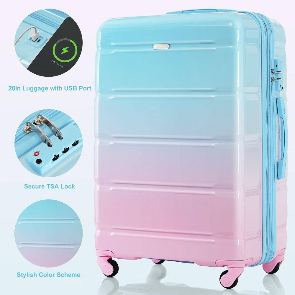 20in Luggage with USB Port  
Secure TSA Lock  
Stylish Color Scheme