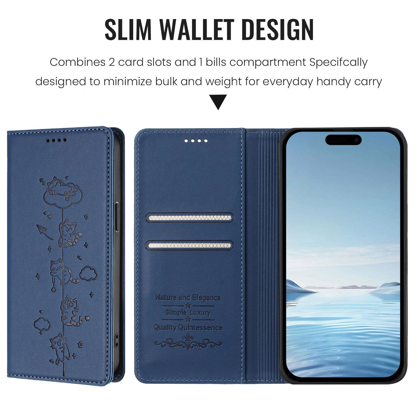 SLIM WALLET DESIGN  
Combines 2 card slots and 1 bills compartment  
Specifically designed to minimize bulk and weight for everyday handy carry  

Nature and Elegance  
Simple Luxury  
Quality Quintessence