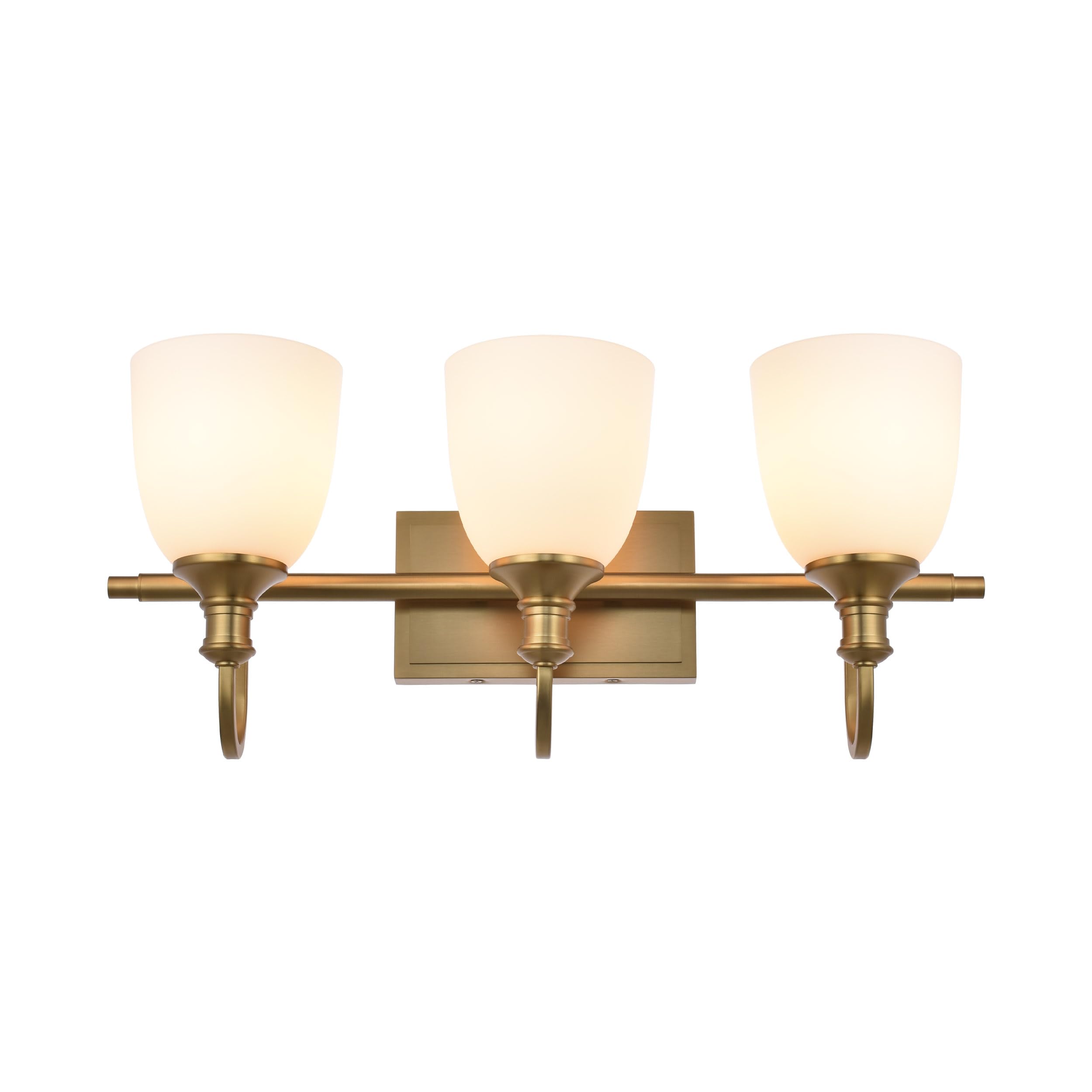 Alt View 1. Earthley Blooms - Bathroom Vanity Light Fixtures Vintage Aged Brass Lights Wall Sconce Lighting With Opal Glass Shade Porch M - Brushed Nickel 3-Light.