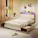 Alt View 1. Costway - Full Size Bed Frame with LED Lights & Charging Station Storage Headboard & Drawers - Golden + White.
