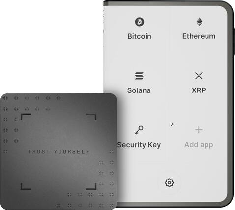 TRUST YOURSELF, Security Key, Bitcoin, Ethereum, Solana, XRP, Add app