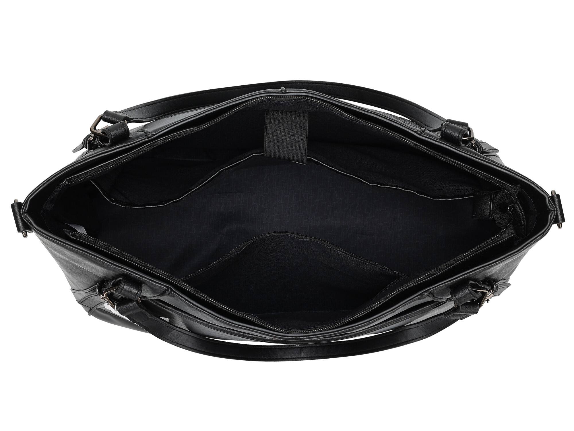 Back. Elle - ELLE Leisure Luxe 33L Vegan Leather Weekender Duffel Bag | Black - Black.