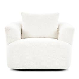 Boyel Living - 38.2 inch Accent Chair Sofa 360-Degree Swivel Chair Upholstered Swivel Barrel Sofa Chair with Throw Pillow in Beige - Beige
