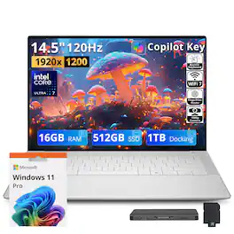 Dell - Upgraded - XPS 14 14.5" Laptop,Core Ultra 7 255H,16GB RAM,512GB SSD+1TB Dock Set,Backlit,Fingerprint,WiFi 7,Win11 Pro - Platinum
