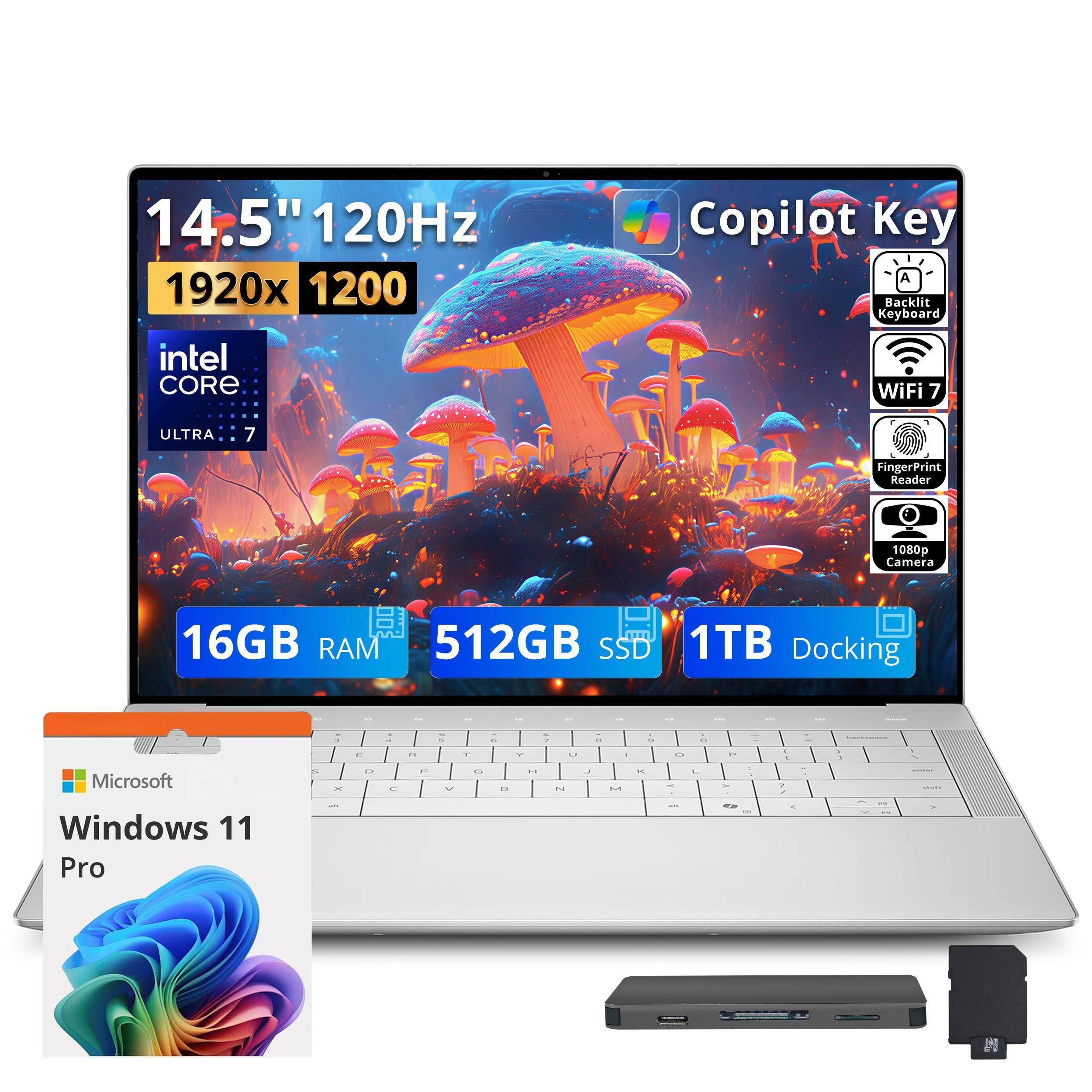 14.5" 120Hz 1920x1200  
Copilot Key Backlit Keyboard  
Intel Core Ultra 7  
WiFi 7  
Fingerprint Reader  
1080p Camera  
16GB RAM 512GB SSD 1TB Docking  
Microsoft Windows 11 Pro
