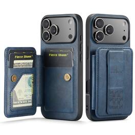 Dteck - for Apple iPhone 17 Pro Wallet Case,Vintage PU Leather Shockproof Cover with RFID Flip Card Holder & Finger Clip - Blue