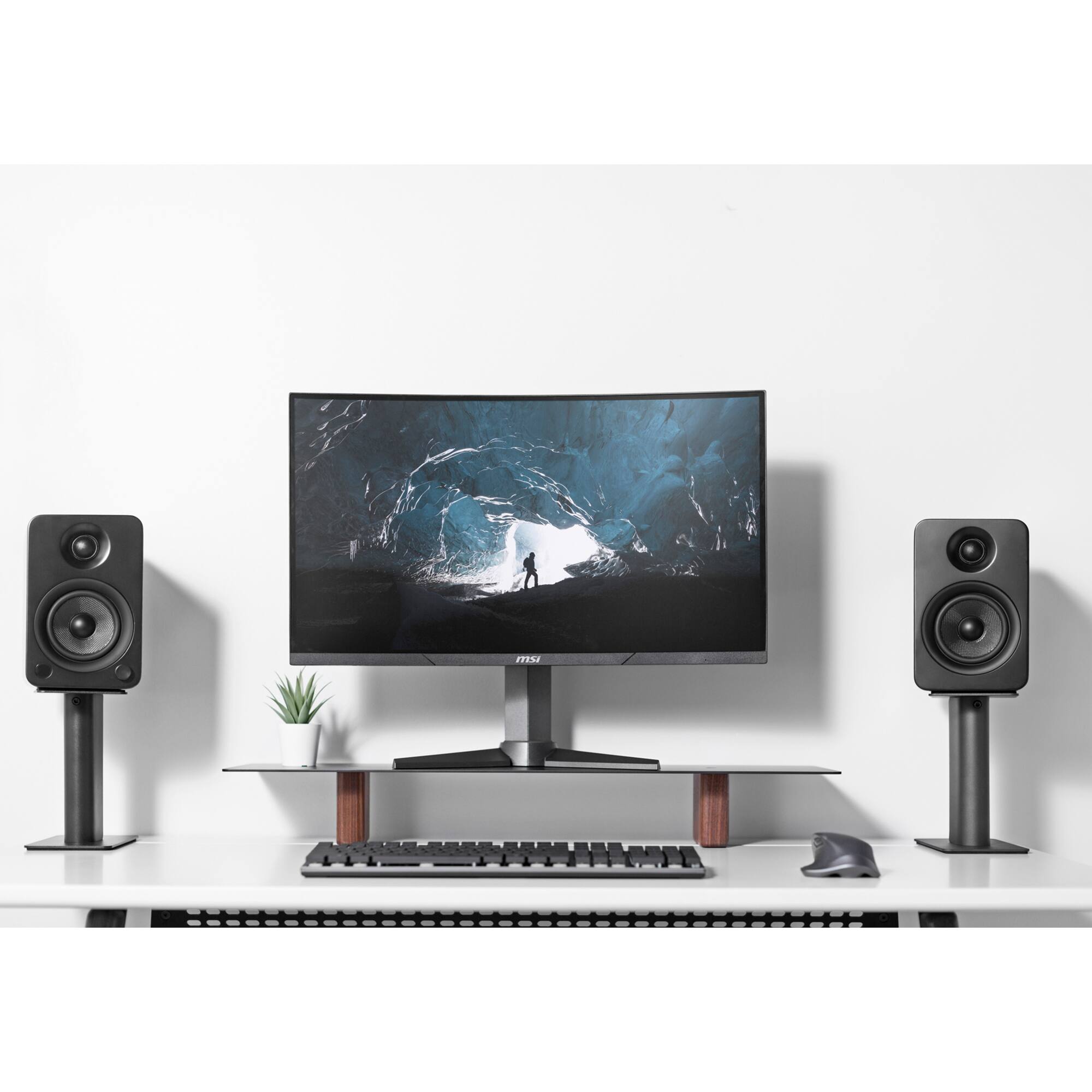 Alt View 6. Kanto - 9" Universal Desktop Speaker Stands with Cable Management, Pair - Black.