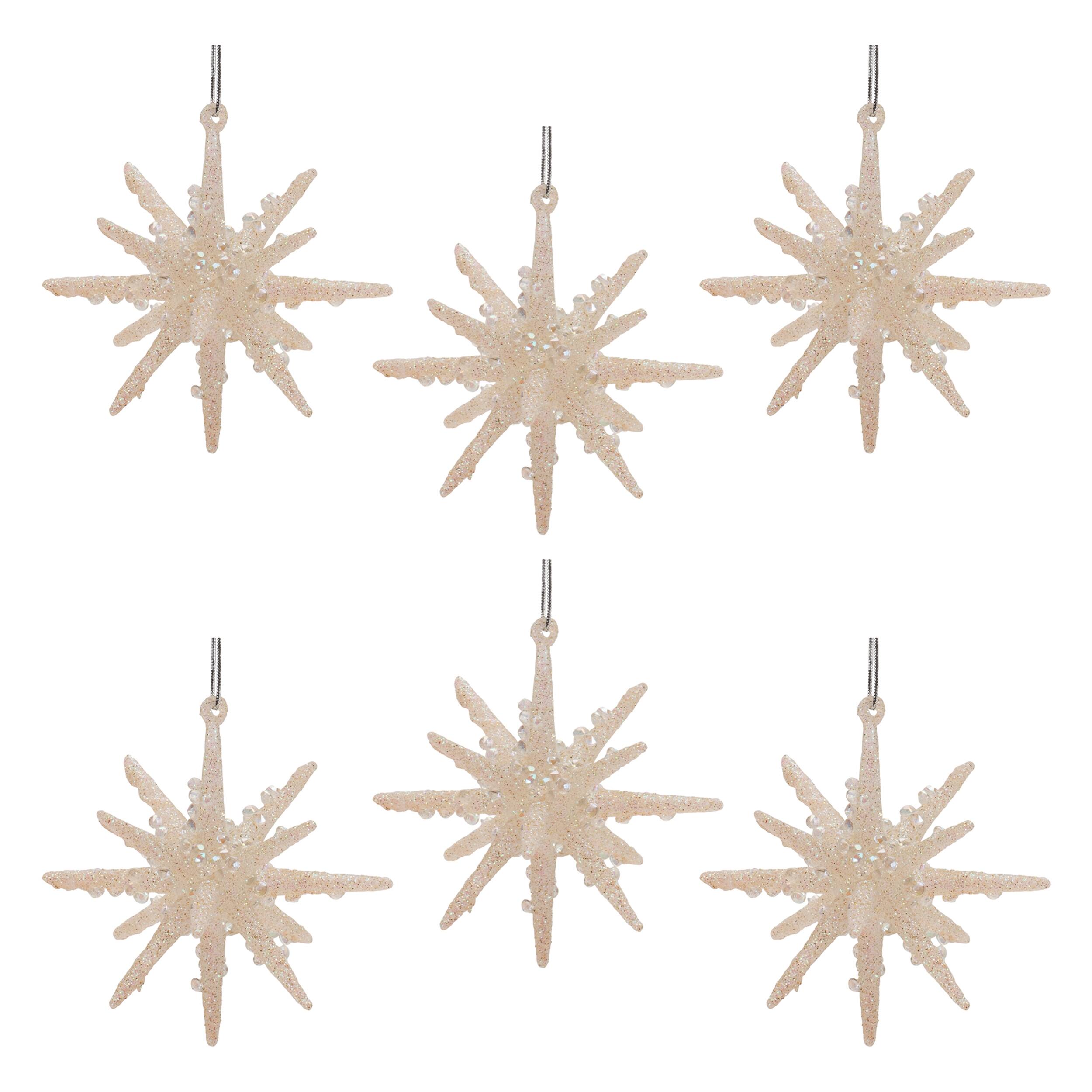 Left. BreeBe - Frosted Glass Star Ornament (Set of 6) - Gold.