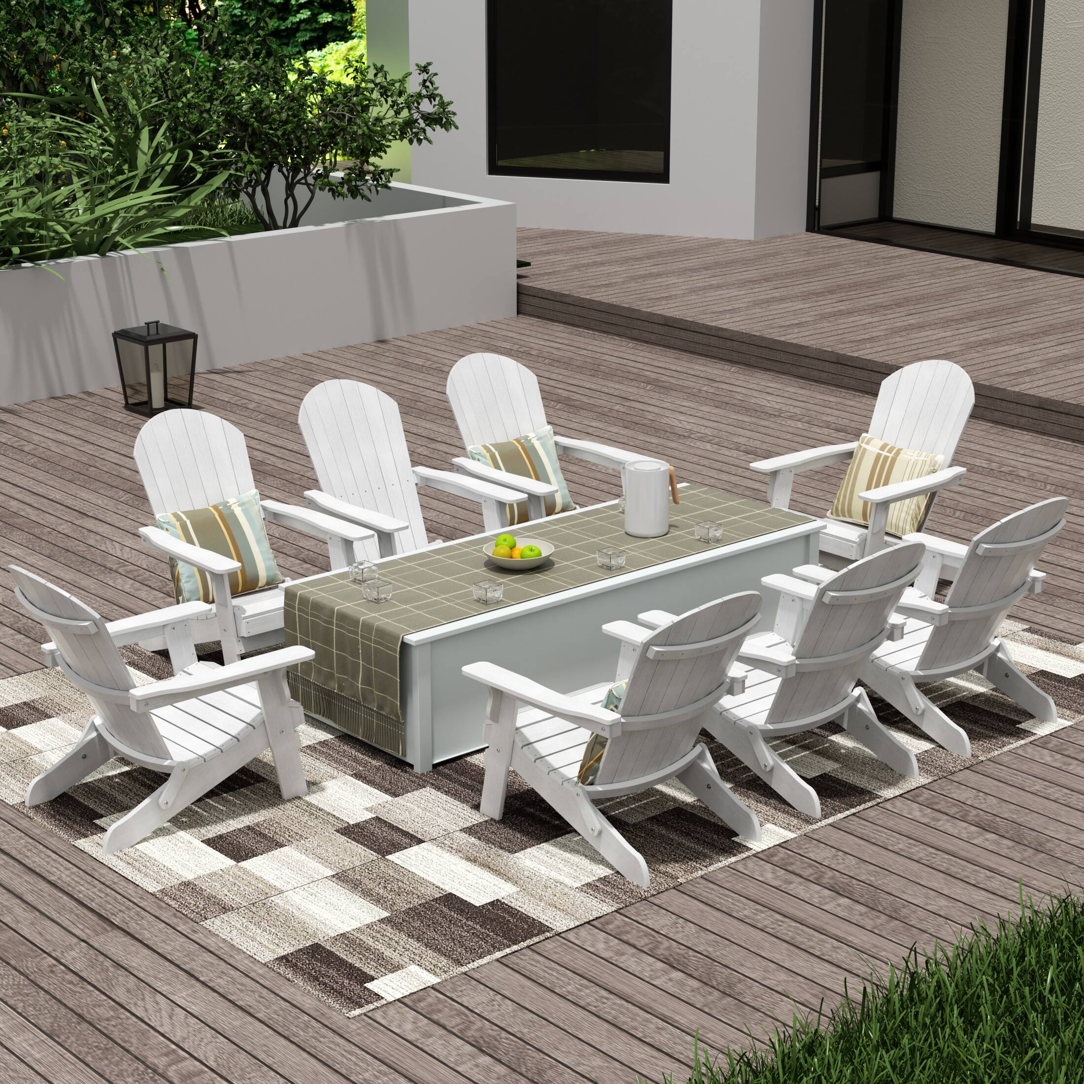 Angle. WestinTrends - WestinTrends Tuscany HIPS Outdoor Folding Adirondack Seashell Chair (Set of 8) - White.