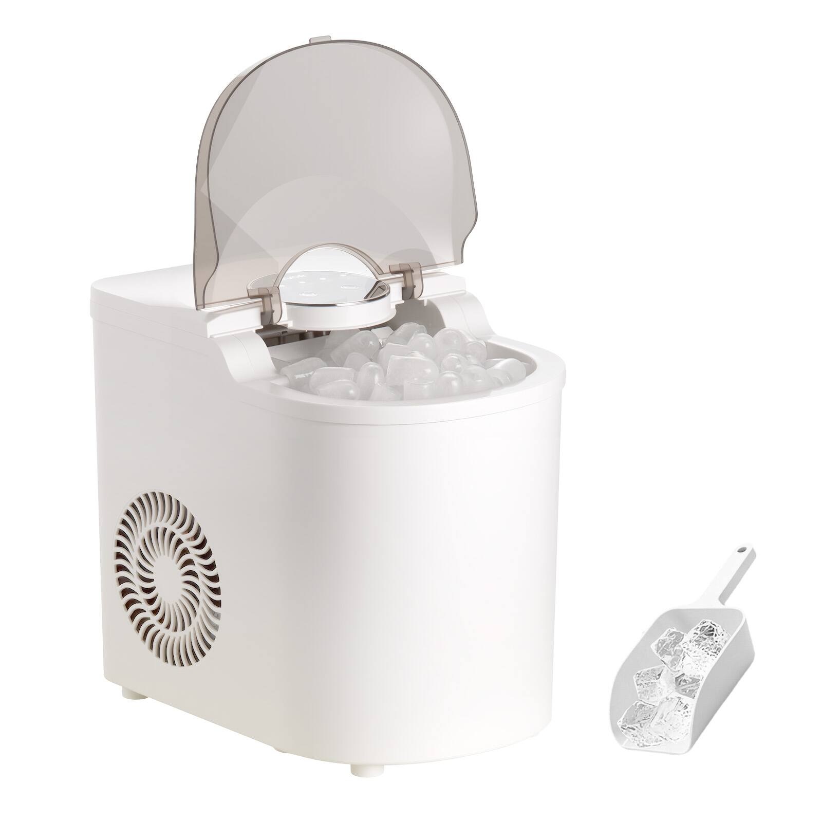 Alt View 5. VEVOR - Countertop Ice Maker, 7 Cubes Ready in 6 Mins, 26 lbs per Day, Self-Cleaning Portable Machine with Ice Scoop - White.