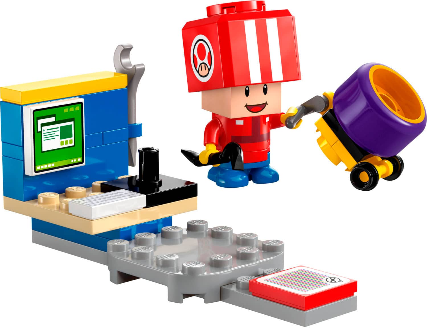 Angle. LEGO - Super Mario Kart - Toad (Pit Crew) Building Toy 30702.