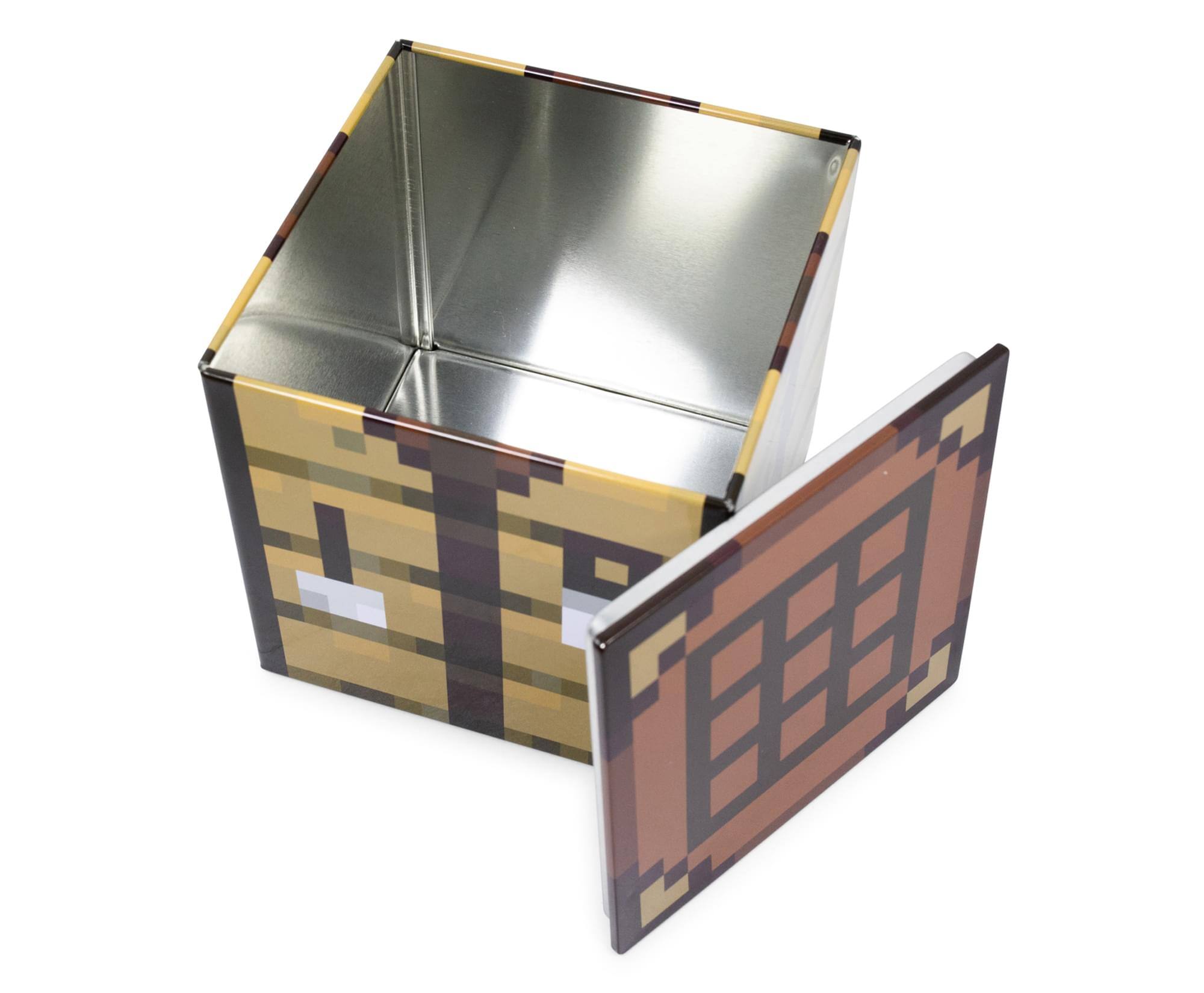Alt View 1. Ukonic - Minecraft Crafting Table Tin Storage Box Cube Organizer with Lid | 4 Inches - Brown.