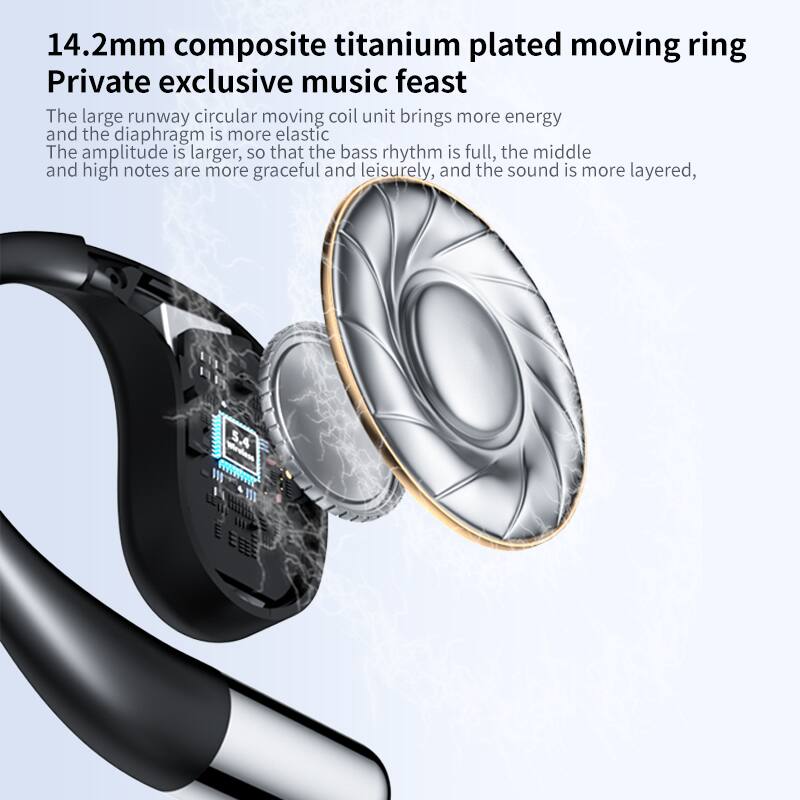 14.2mm composite titanium plated moving ring  
Private exclusive music feast  

The large runway circular moving coil unit brings more energy and the diaphragm is more elastic. The amplitude is larger, so that the bass rhythm is full, the middle and high notes are more graceful and leisurely, and the sound is more layered.