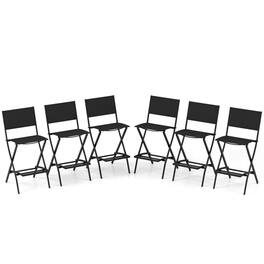 Costway - Set of 6 Outdoor Bar Chair Folding Bar Height Stool with Metal Frame - Black
