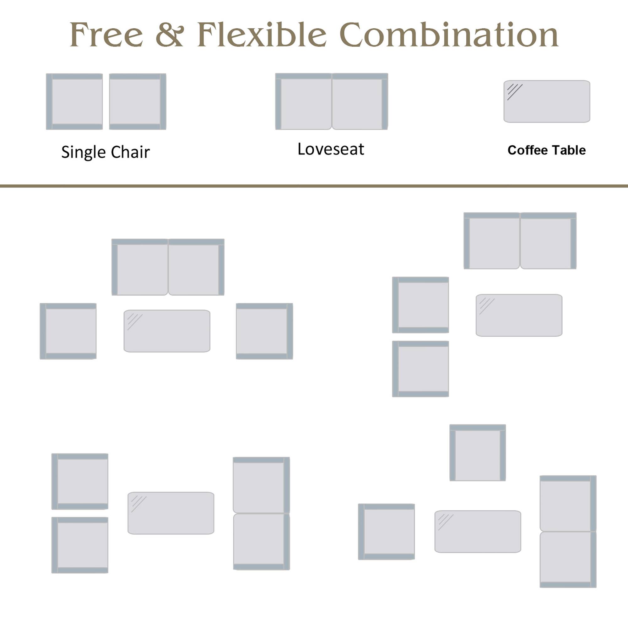 Free & Flexible Combination

Single Chair

Loveseat

Coffee Table