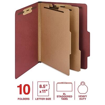 10 Folders  
8.5" x 11" Letter Size  
XL Staggered Tabs  
Heavy Duty