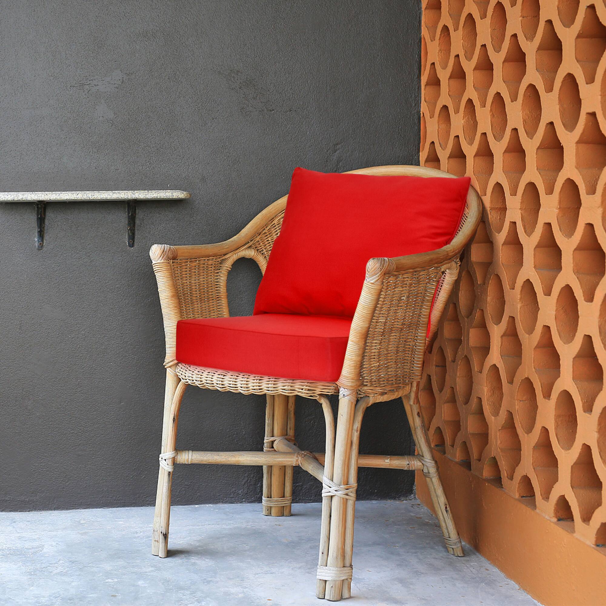 Alt View 1. Costway - Costway 2PCS Deep Seat Chair Cushion Pads Set Indoor Outdoor W/ Rope Belts - Red.