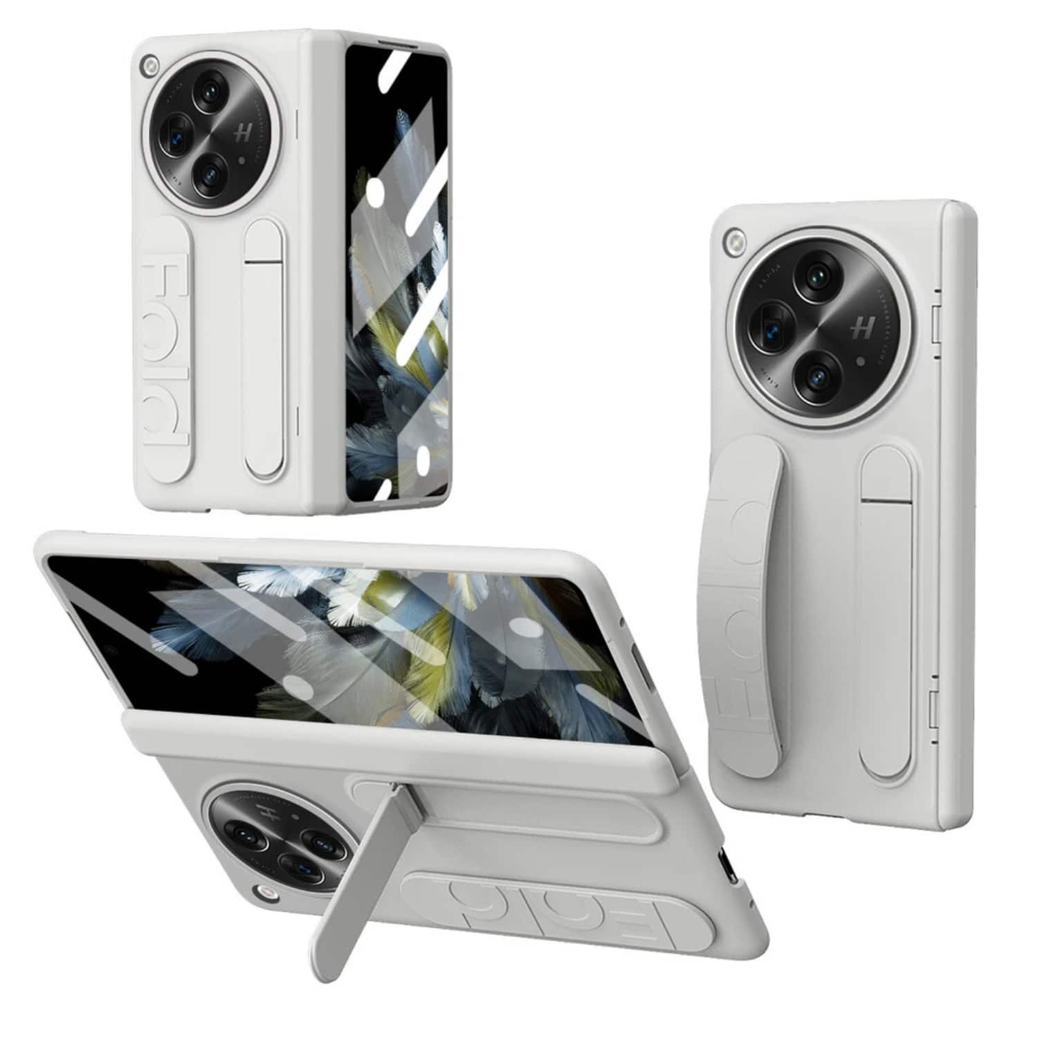 Stock Preferred - Fold Wristband Case with Screen Protector & Kickstand For OnePlus - White