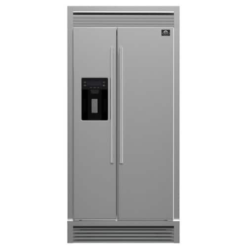 Forno Appliances - 36 in. Wide Salerno 20 Cu. Ft. Side-by-Side Refrigerator with Extendable Decorative Trim Grill - Stainless Steel