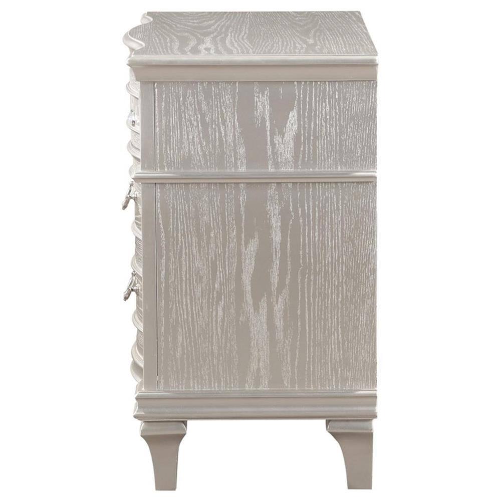 Left. Coaster Home Furnishings - Evangeline 3-drawer Nightstand - Silver.