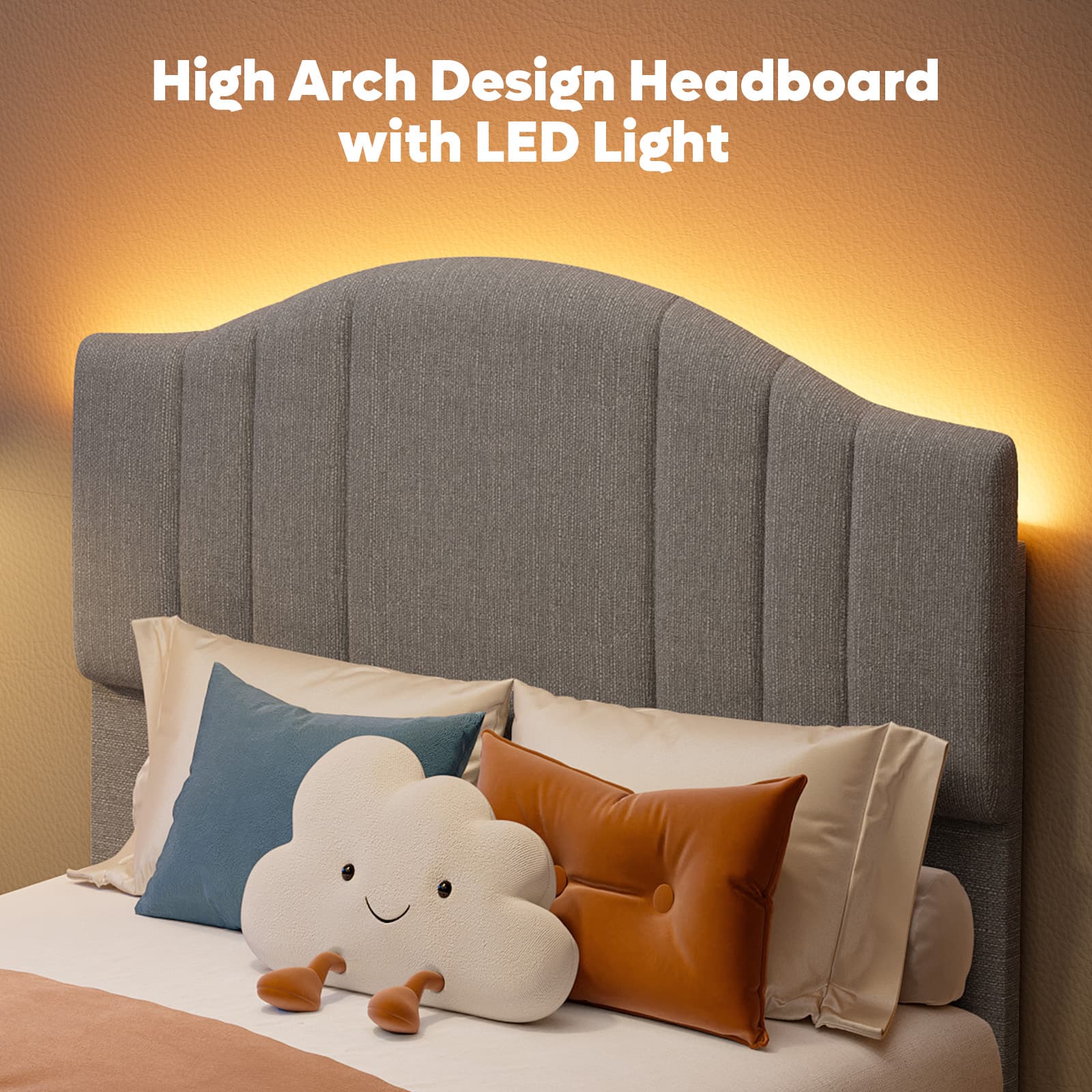 High Arch Design Headboard with LED Light