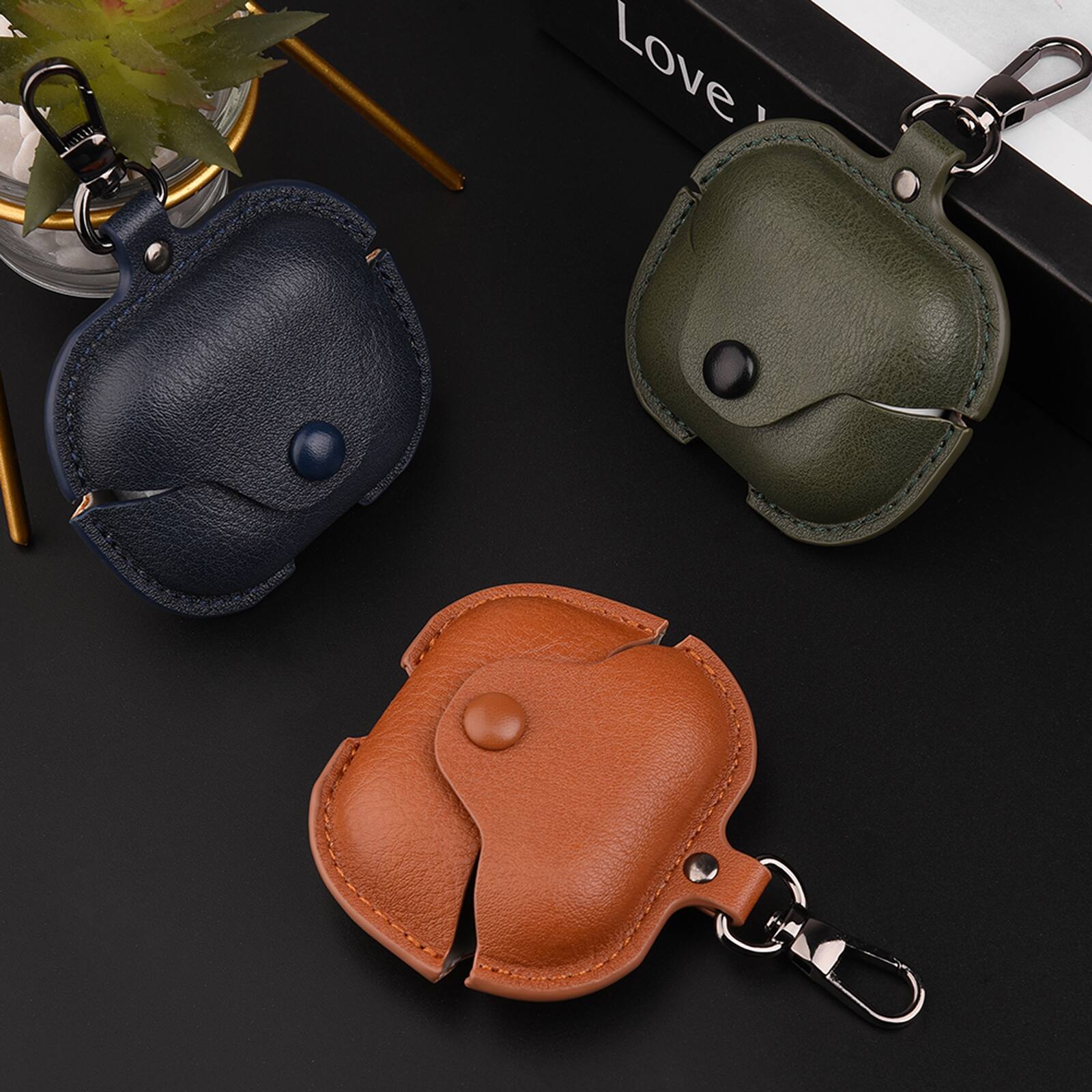 Alt View 5. Dteck - Slim Faux Leather Earbuds Case for Samsung Galaxy Buds 3/3 Pro/3 FE) with Keychain,Business Dustproof Earphone Cover - Black.