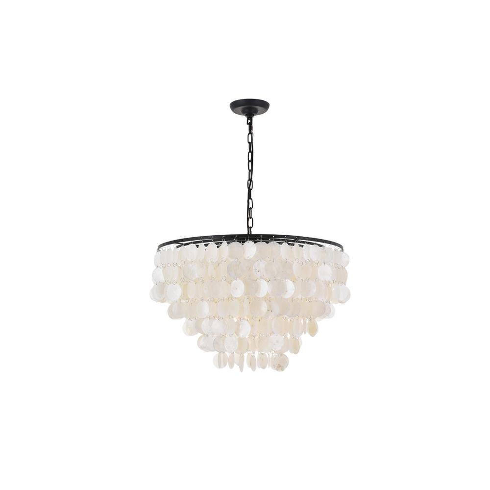 Alt View 8. Living District - Selene 6 light Black Pendant - Black And White.