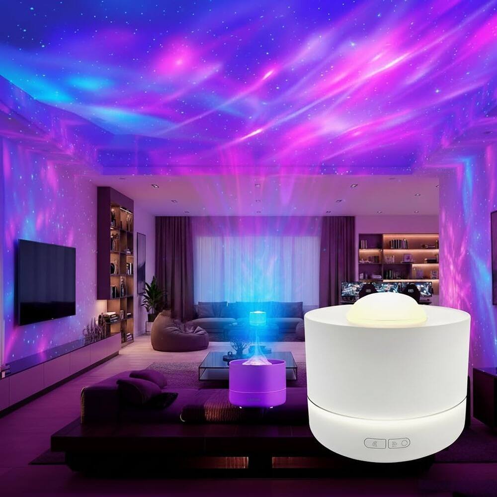 ACJPR - Northern Lights Projector, Ocean Wave & Aurora Galaxy Light with 12 Color Patterns, RGB LED Night Light for Bedroom