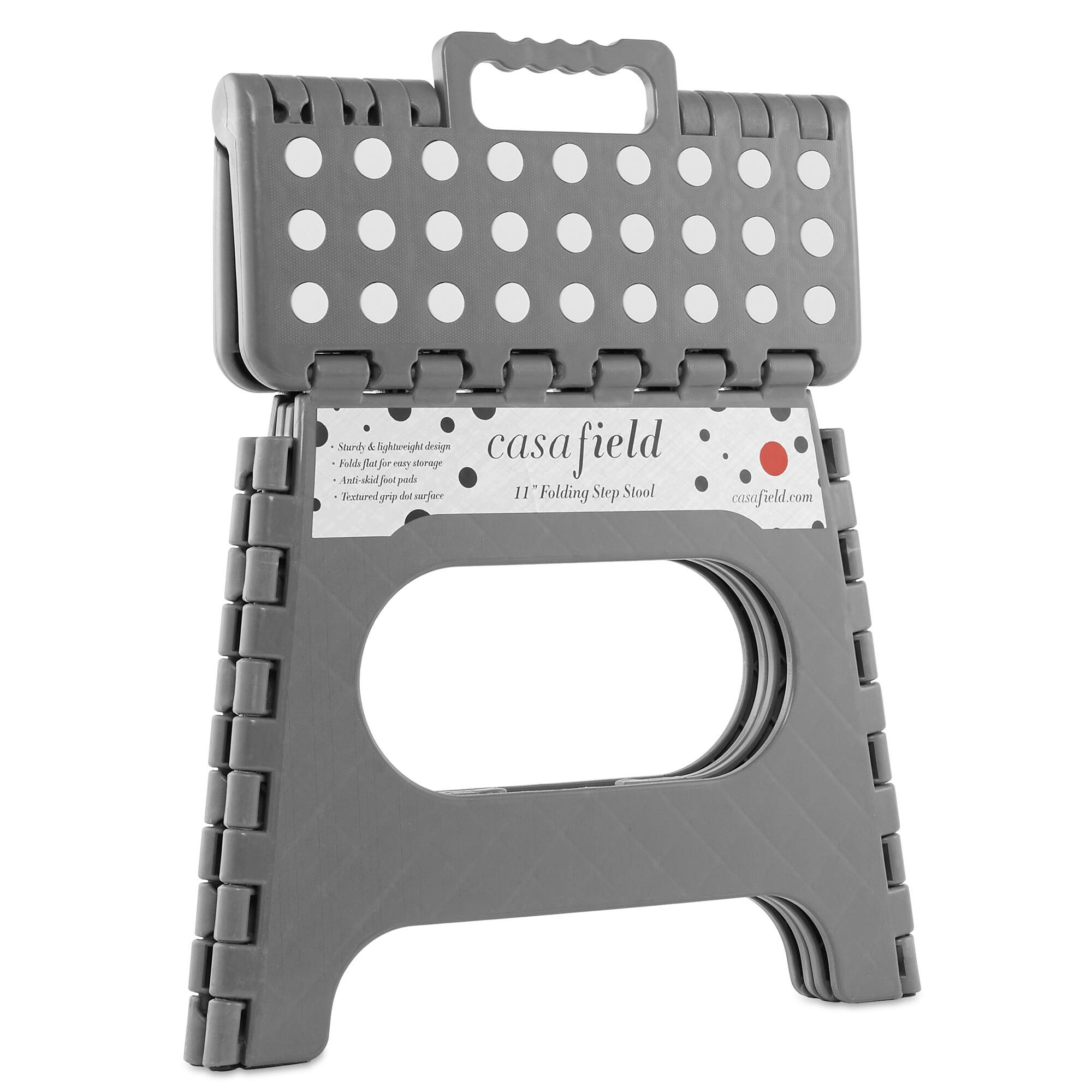 - Sturdy & lightweight design
- Folds flat for easy storage
- Anti-slip foot pads
- Textured grip on all surfaces

11" Folding Step Stool

casafield.com