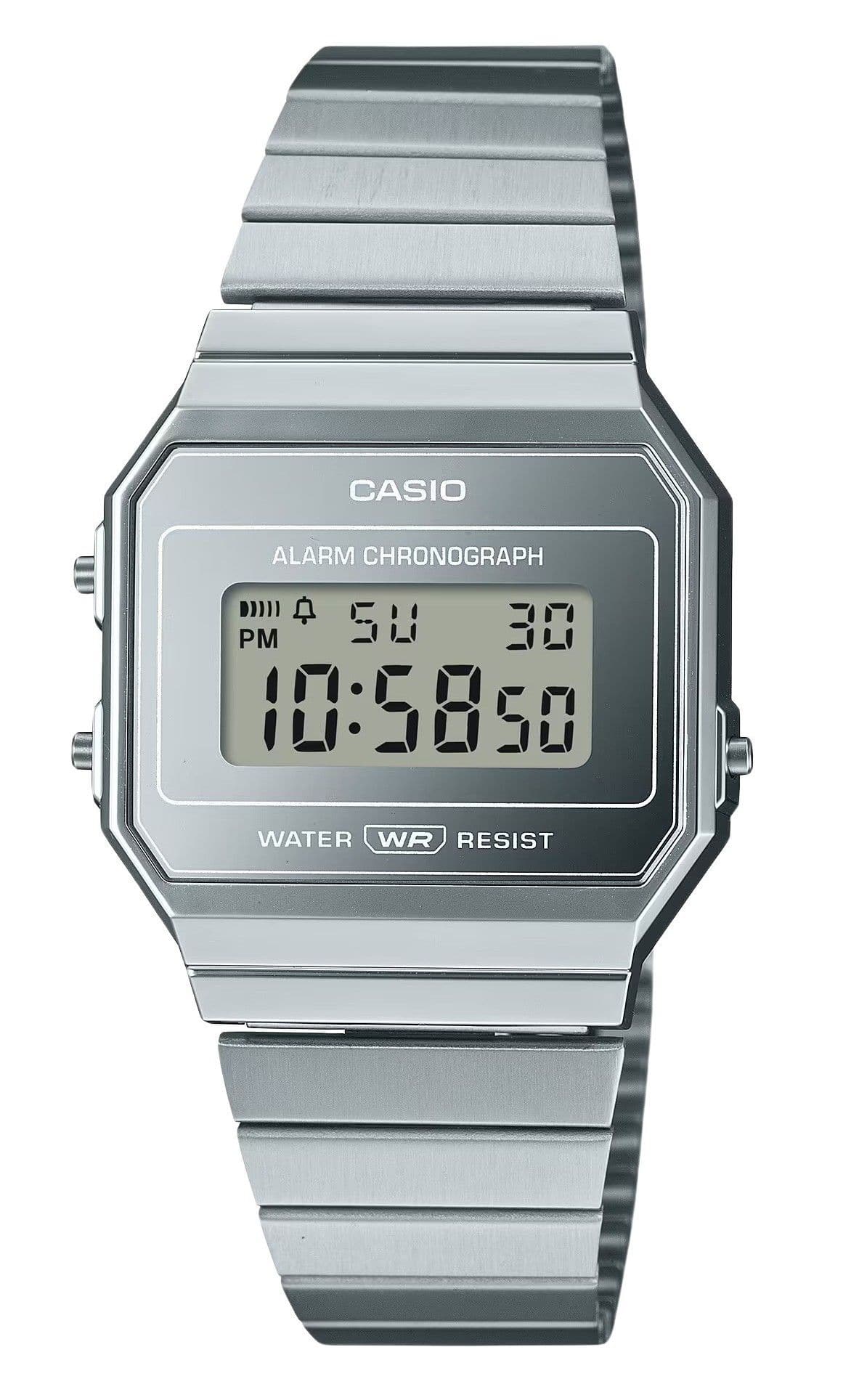 Casio - Vintage Digital Quartz A700WEV-7A Unisex Watch Alarm Chronograph Stainless Steel Dial - Silver