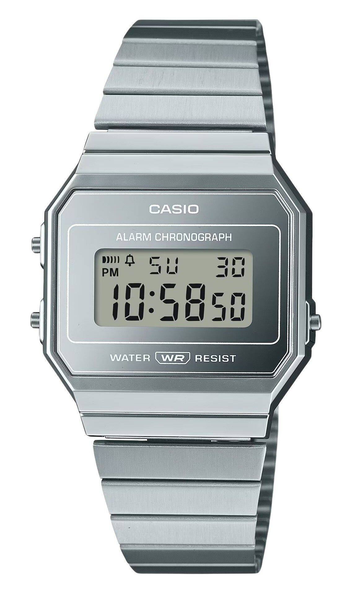 Casio - Vintage Digital Quartz A700WEV-7A Unisex Watch Alarm Chronograph Stainless Steel Dial - Silver
