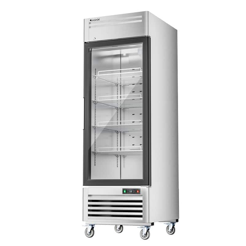Coolski - 27 in. 21.8 cu. ft. 1-Glass Door Commercial Reach In Display Upright Freezer - Stainless Steel