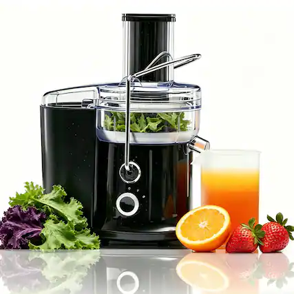 Front. Sweet - Centrifugal Juicer Machines, with 2.6″ Wide Feed Chute, High Juice Yield, Easy Clean - Black.