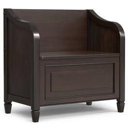 Simpli Home - Connaught SOLID WOOD 30 inch Wide Traditional Small Entryway Storage Bench - Chestnut Brown