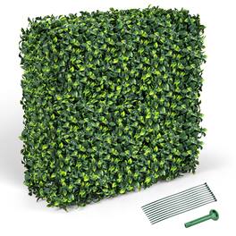 Gymax - Artificial Plant Wall w/ Realistic PE Leaves Zip Ties Decoration 36'' x 15'' x 34'' - Green